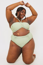 Control Ruched Detail High Waisted Bikini Bottom