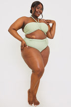Control Ruched Detail High Waisted Bikini Bottom