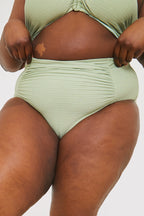 Control Ruched Detail High Waisted Bikini Bottom