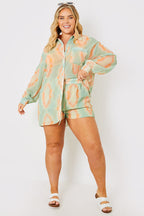 Elasticated High Waist Beach Co-Ord Shorts