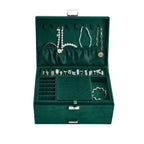 3-Tier Dark Green Velvet Lockable Jewellery Case