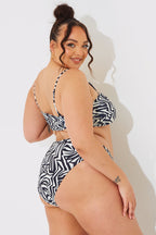 Sculpt and Control Abstract Print Bandeau Bikini Top