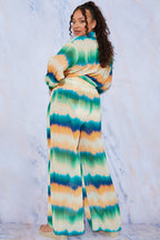 Ombre Wide Leg Elastic Waist Trousers