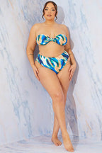 Abstract Print Bandeau Bikini Top