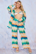 Ombre Wide Leg Elastic Waist Trousers