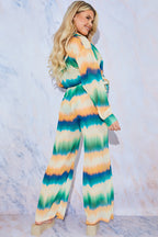Ombre Wide Leg Elastic Waist Trousers
