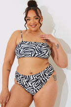 Sculpt and Control Abstract Print Bandeau Bikini Top