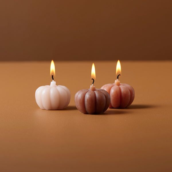 3 Pumpkin Shaped Candles- 5 Inner Pack