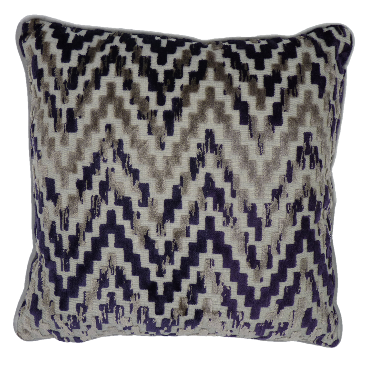 San Remo Purple Velvet Geometric Cushion Cover (45cm x 45cm)