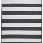 Santa Monica 48644 Black and White Stripe Outdoor Rug