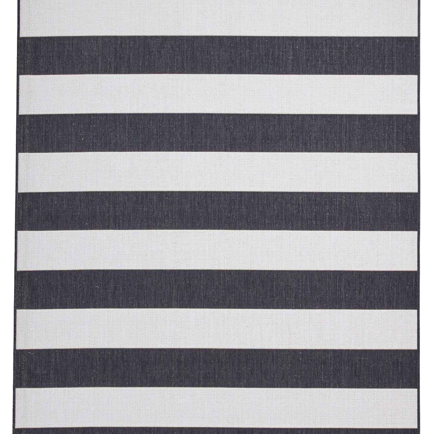 Santa Monica 48644 Black and White Stripe Outdoor Rug