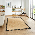 Savannah Jute Scallop Black Edge Natural Rug