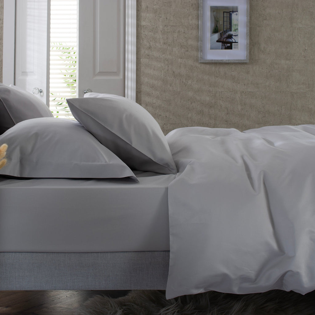 The Lyndon Company Savoy Grey 100% Cotton Sateen 400TC Duvet Set