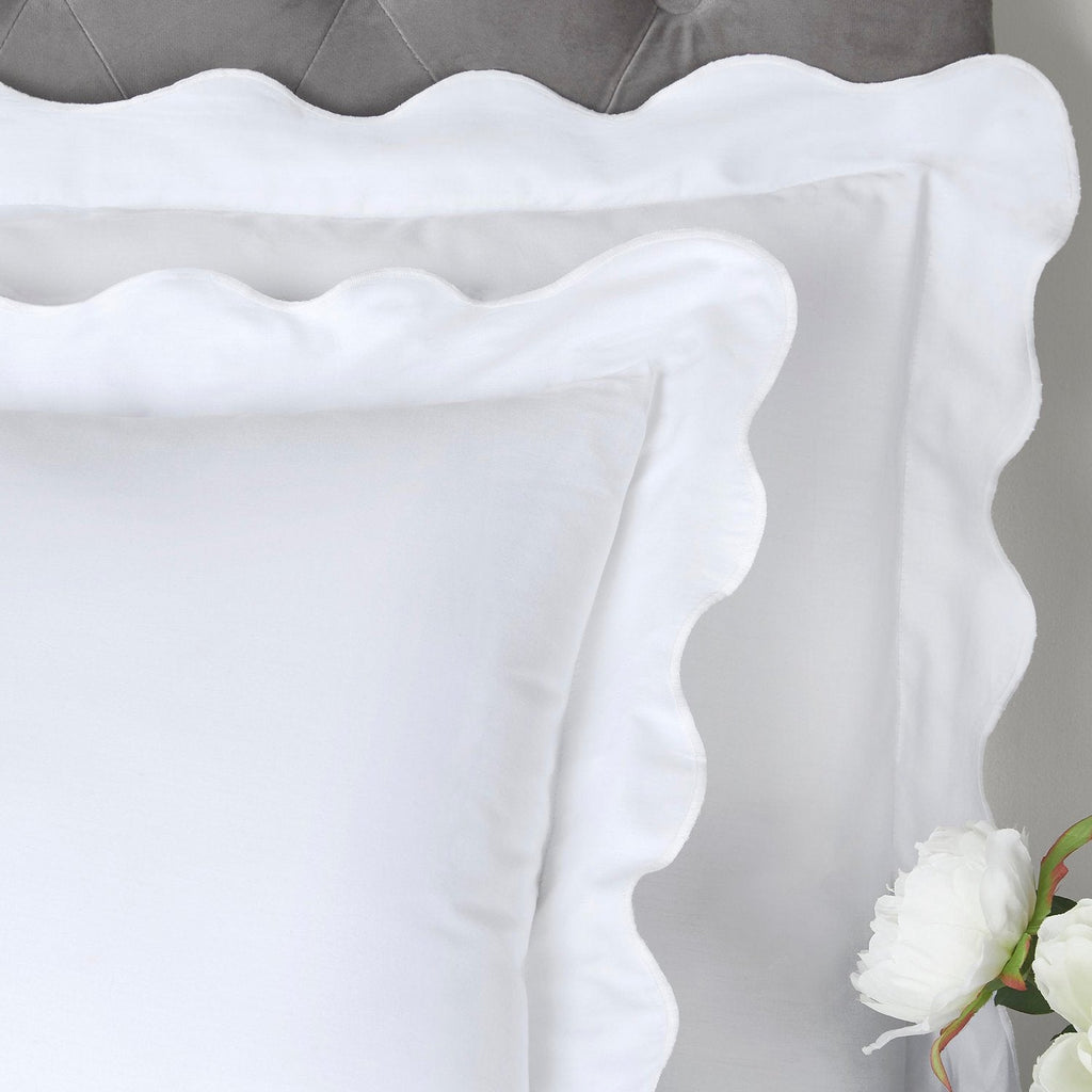 Scallop Edge White 100% Cotton Duvet Set