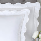 Scallop Edge White 100% Cotton Duvet Set