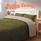 Silentnight Seersucker Olive Coverless 10.5 Tog Duvet and Pillowcase Set