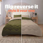 Silentnight Seersucker Olive Coverless 10.5 Tog Duvet and Pillowcase Set