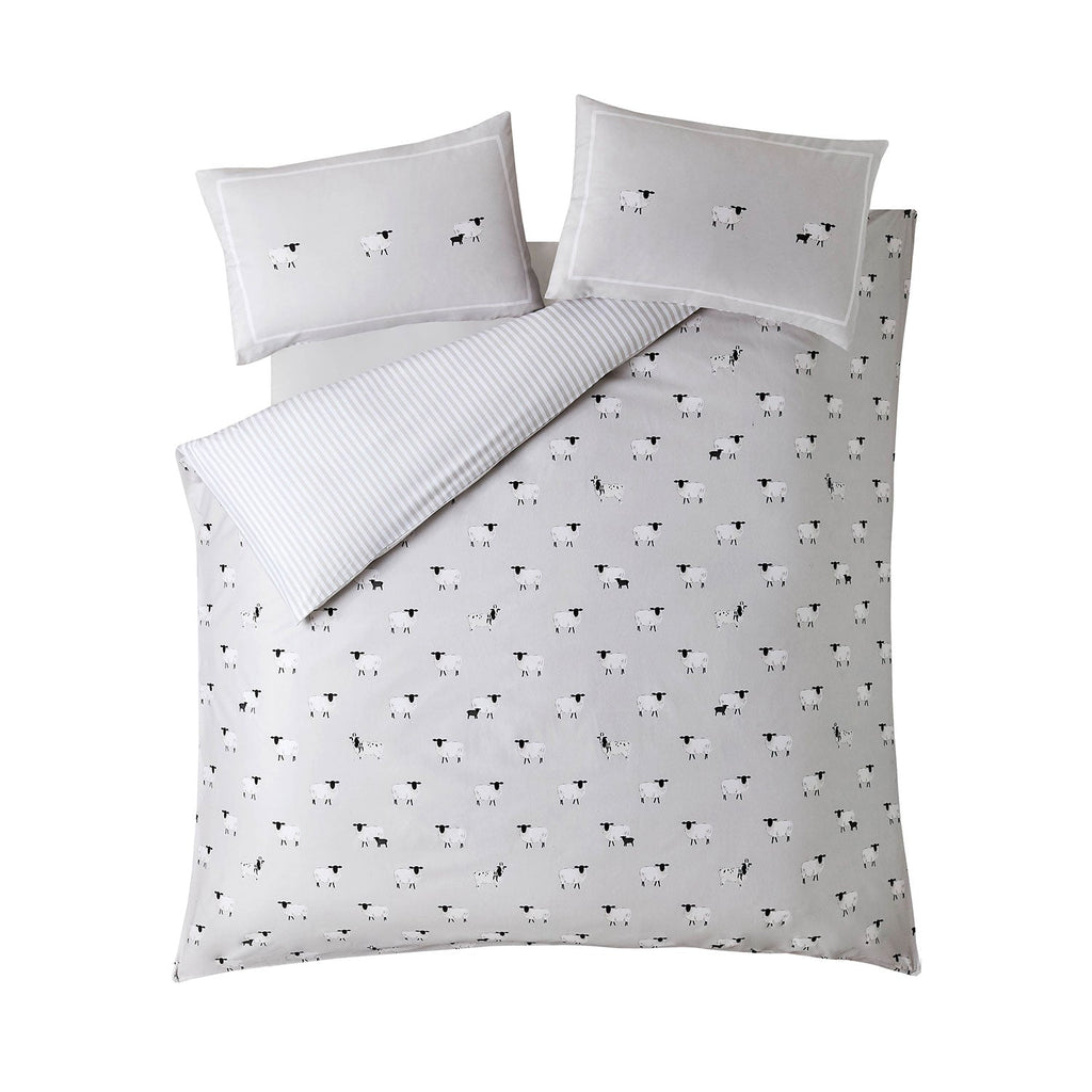 Sophie Allport Sheep Oatmeal Brushed Cotton Duvet Set
