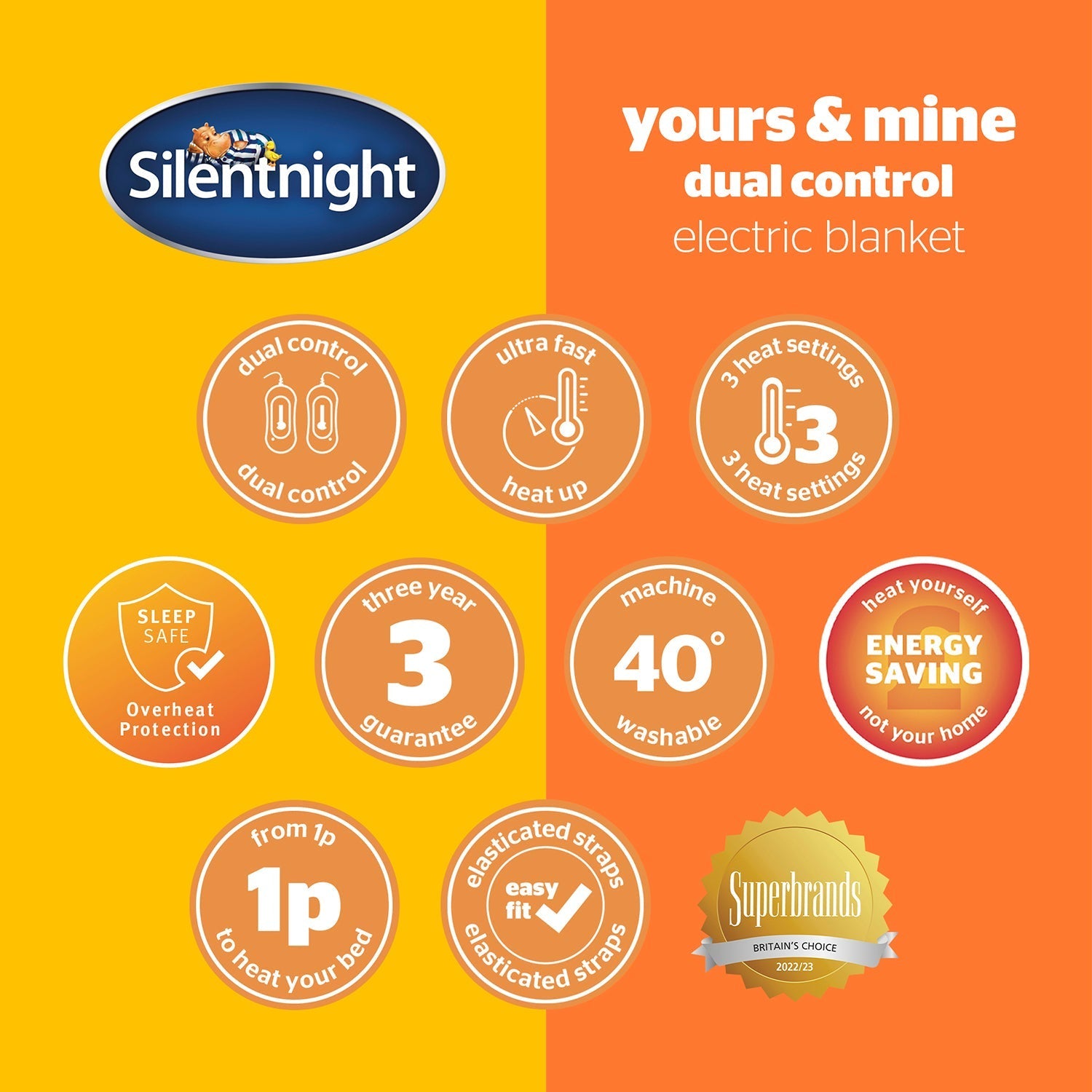 Silentnight Yours and Mine Dual Control Electric Blanket