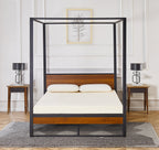 Lancaster Wood And Black Metal Four Poster Bed