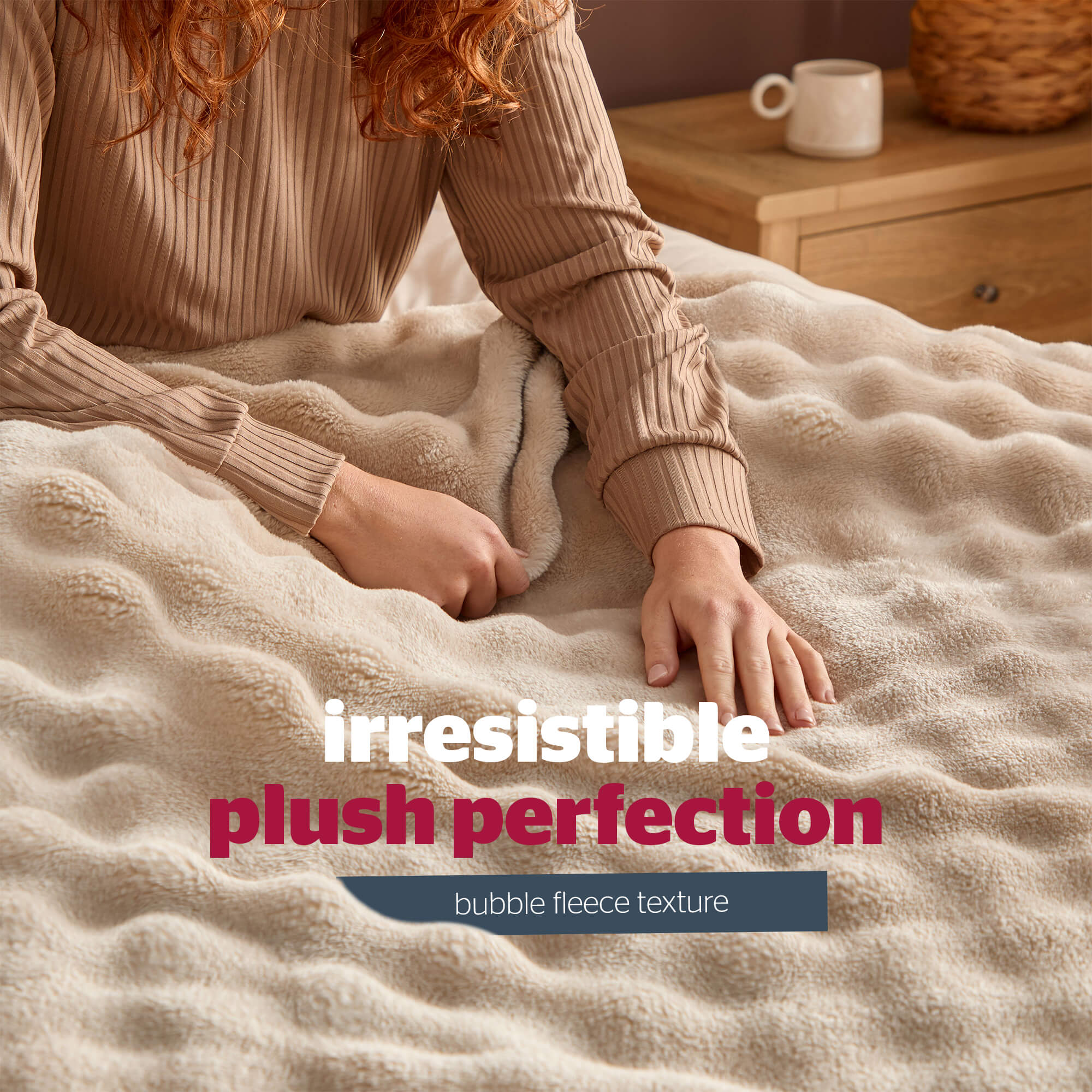 Silentnight Snugsie Natural Bubble Fleece Throw