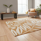 Catherine Lansfield Sorral Leaves Ochre Rug
