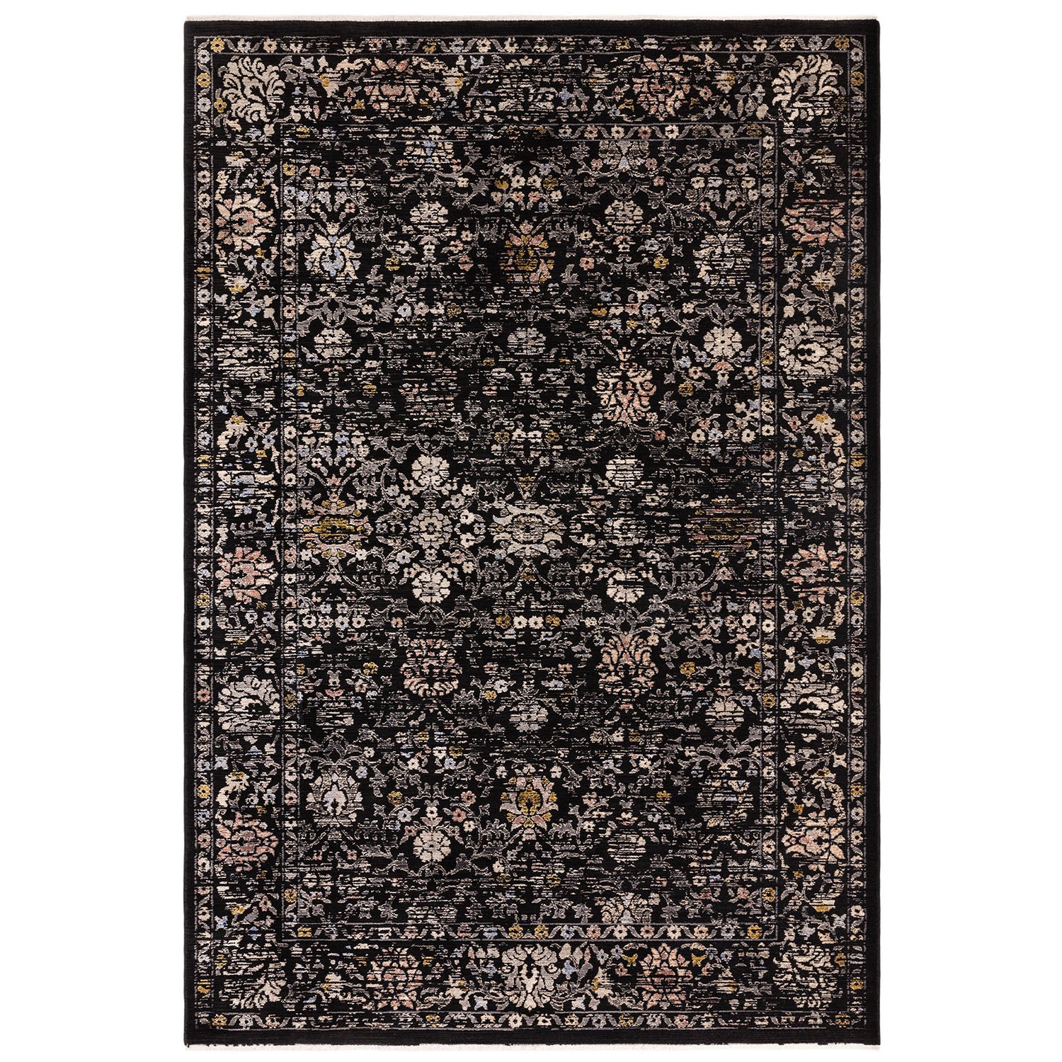Sovereign Black Vintage Floral Rug