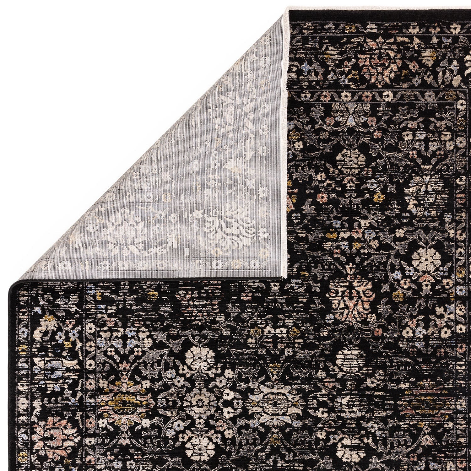 Sovereign Black Vintage Floral Rug