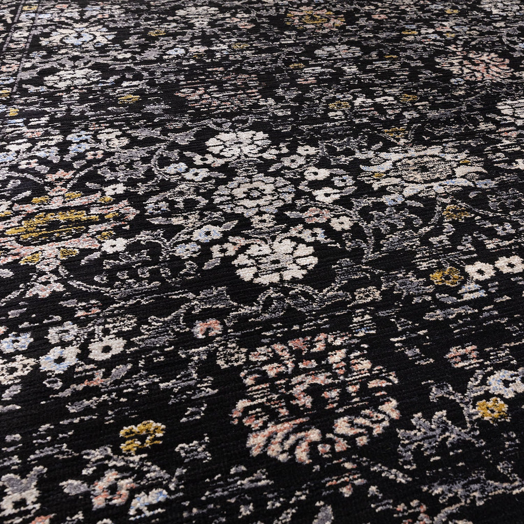Sovereign Black Vintage Floral Rug