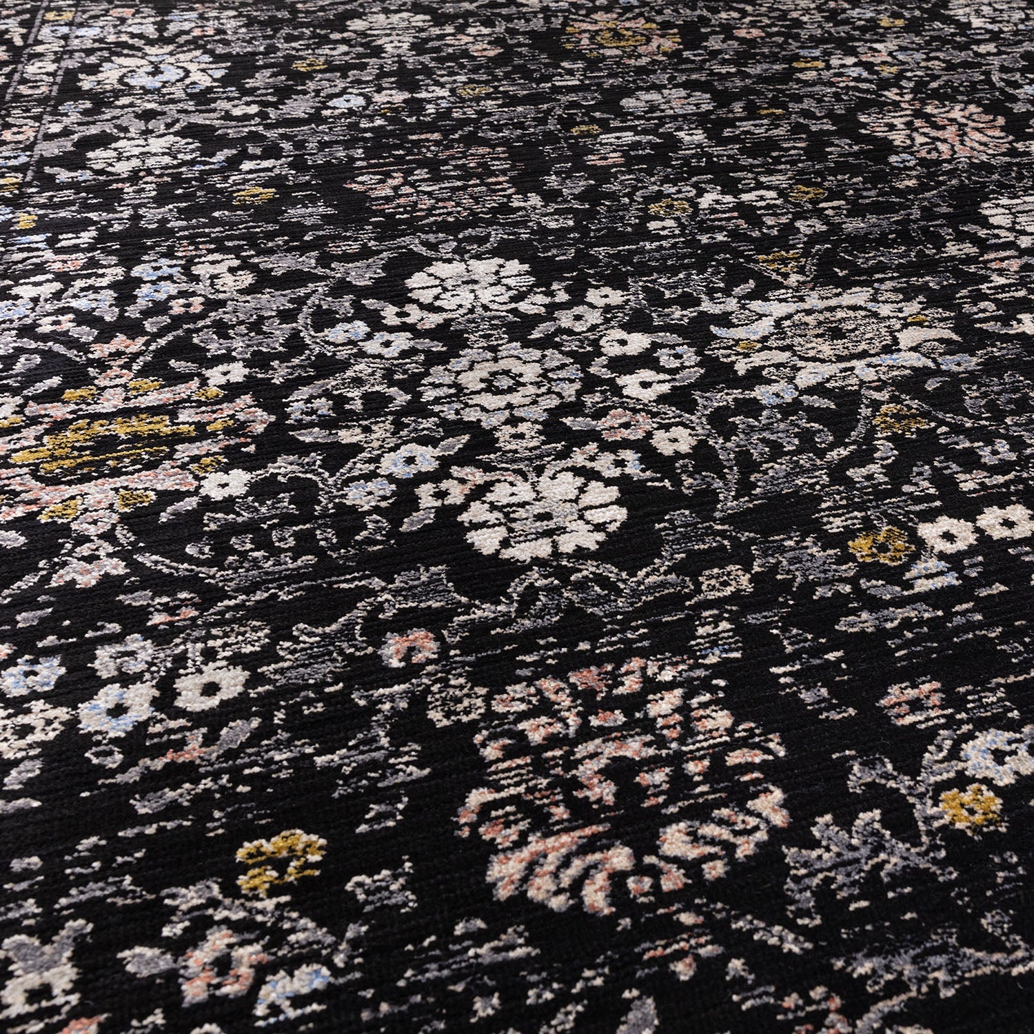 Sovereign Black Vintage Floral Rug
