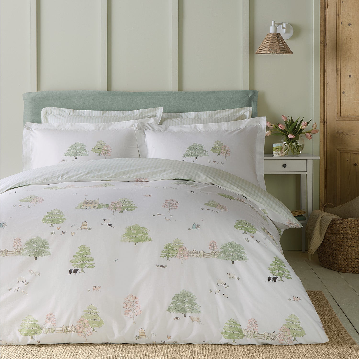 Sophie Allport Spring Cottage Green 200TC Cotton Duvet Set