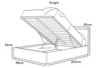 Stanlake LED Fabric Grey Fabric Ottoman Storage Bed