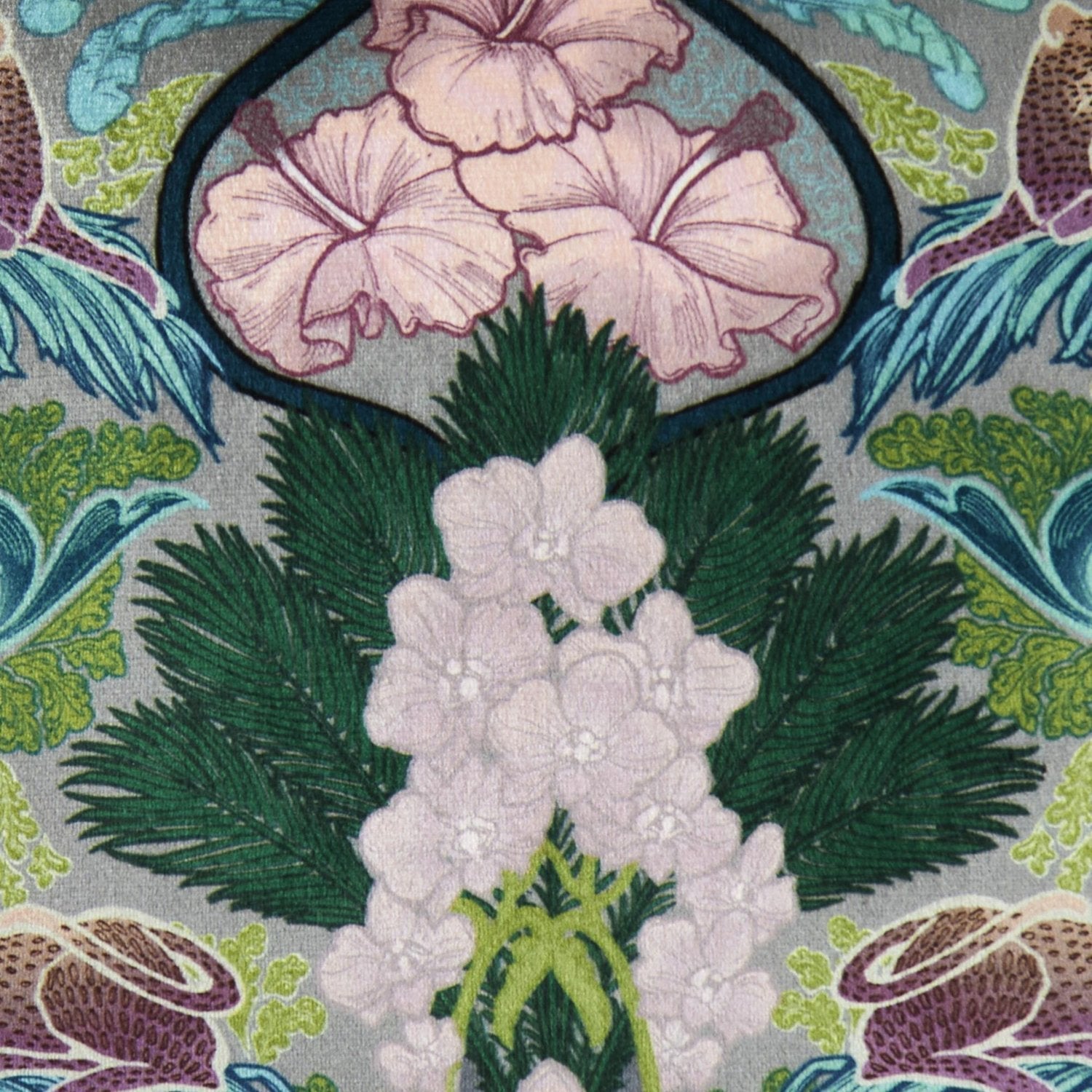 Laurence Llewelyn-Bowen Suburban Jungle Teal Velvet Cushion (43cm x 43cm)