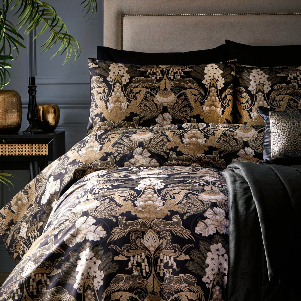 Laurence Llewelyn-Bowen Suburban Jungle Black/Gold 100% Cotton Duvet Set