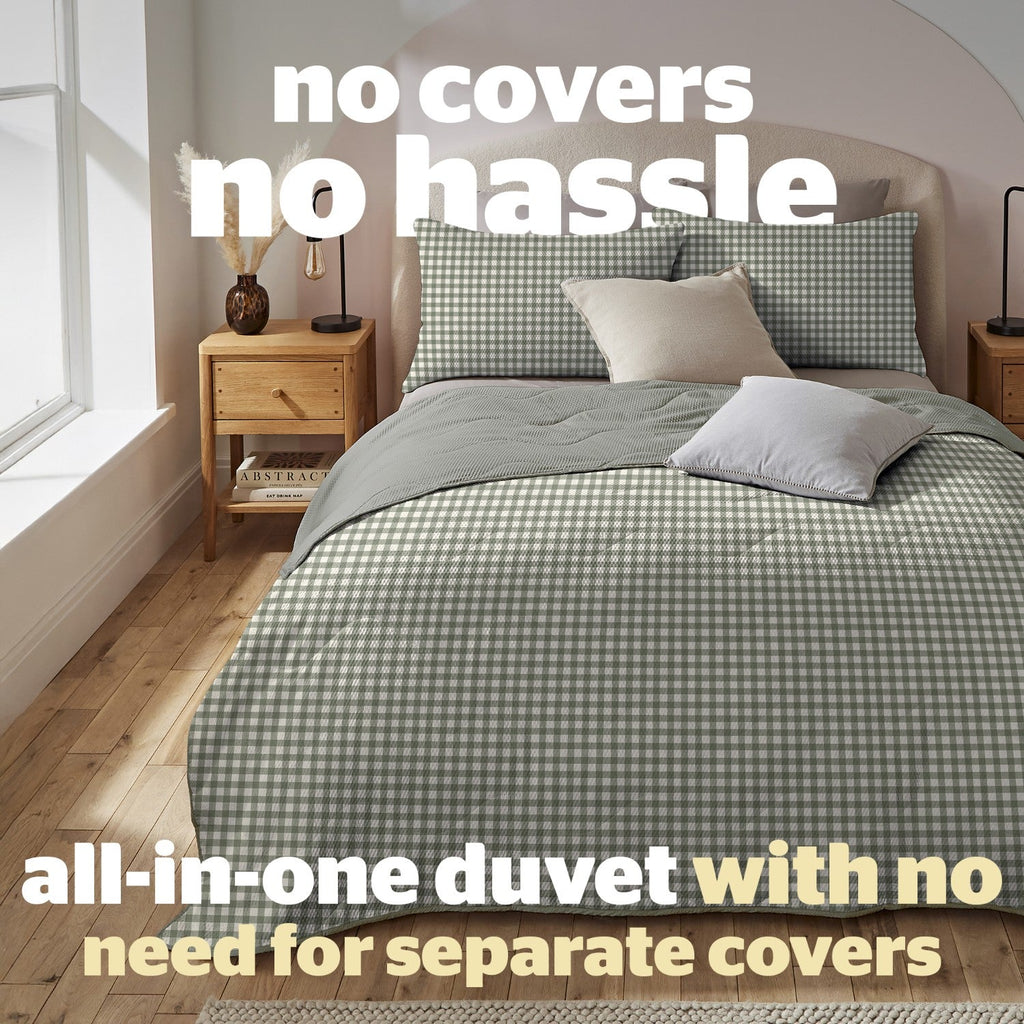 Silentnight Summer Breeze Gingham Sage Reversible 2.5 Tog Coverless Duvet