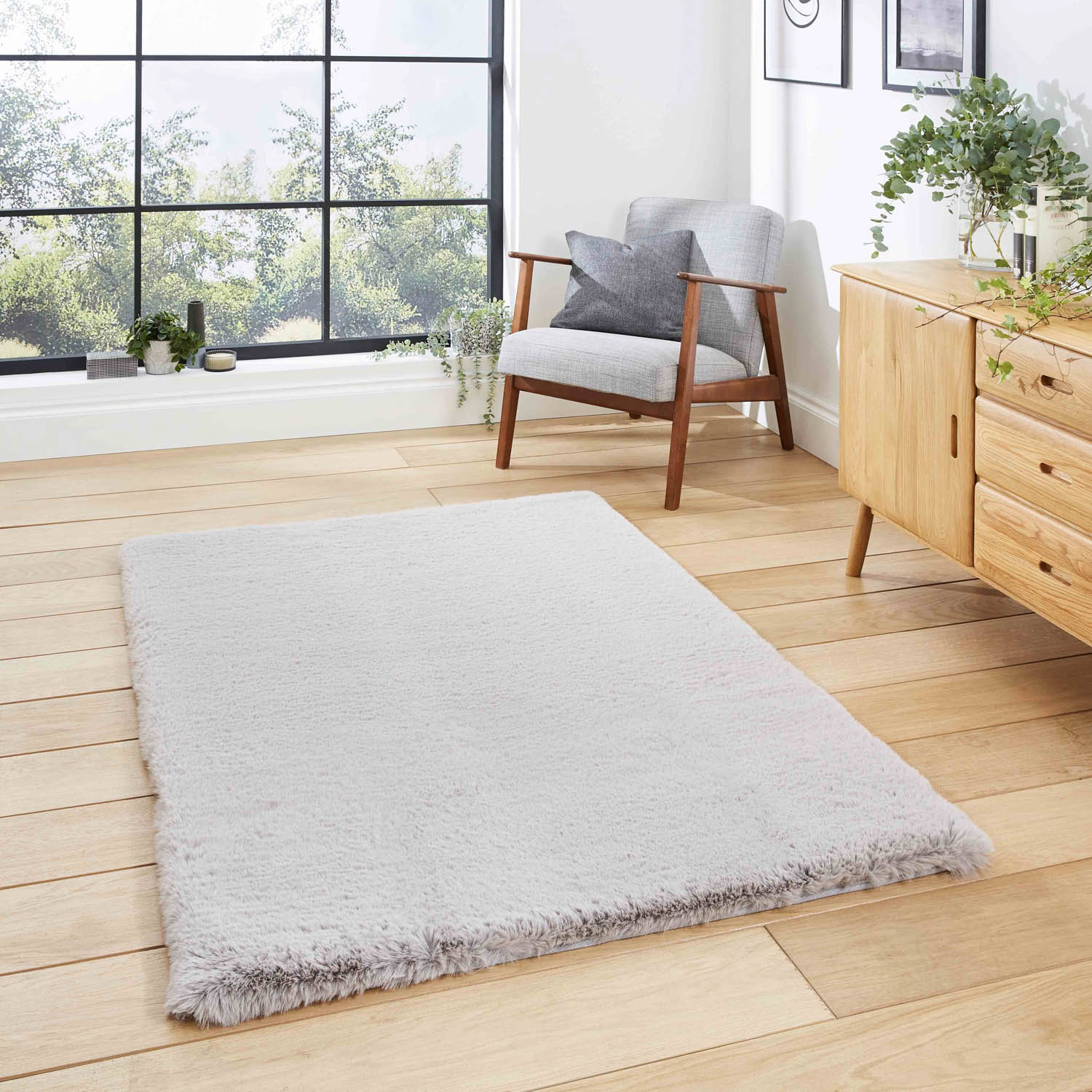 Super Teddy Silver Grey Shaggy Rug