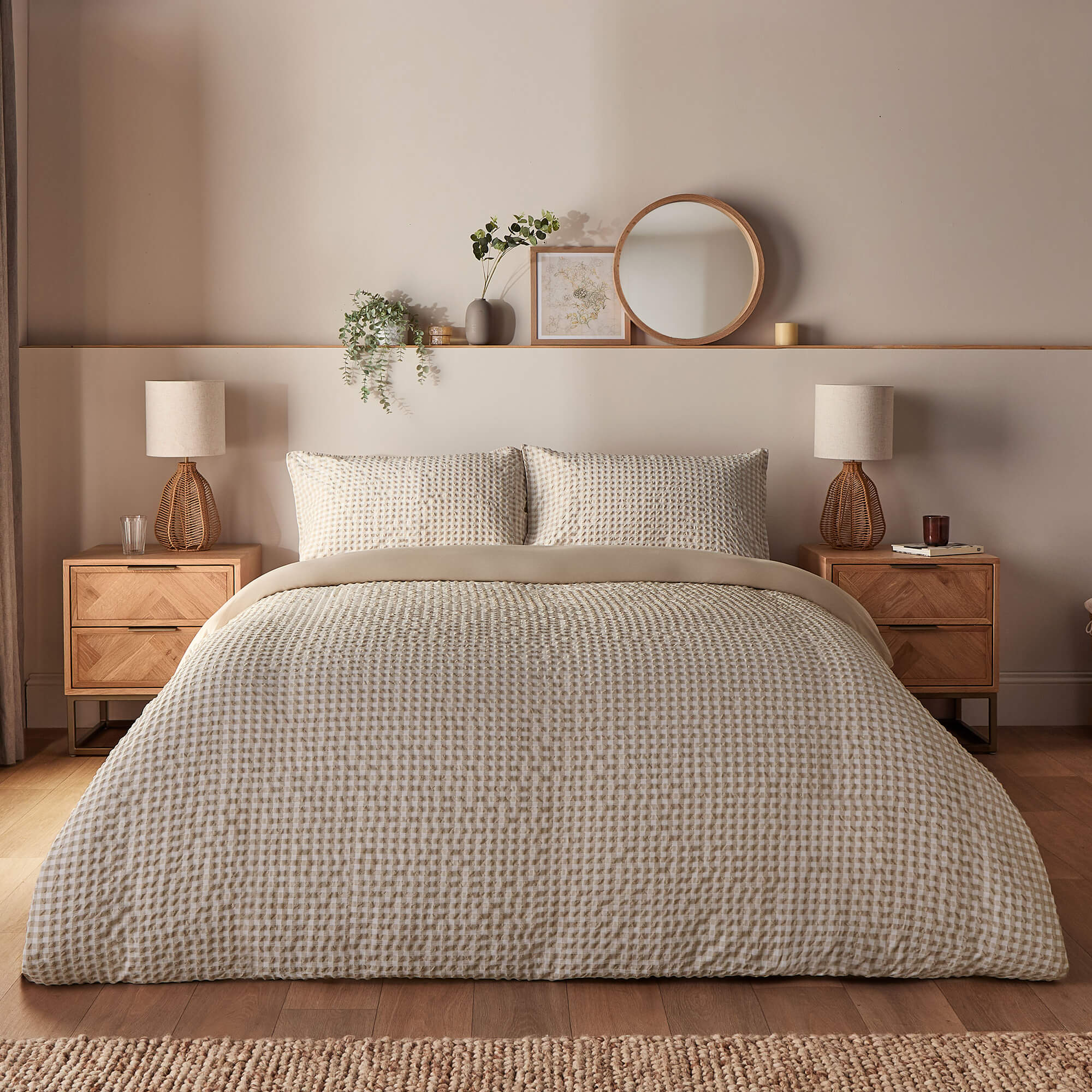 Silentnight Supersoft Natural Gingham Non-Iron Duvet Set