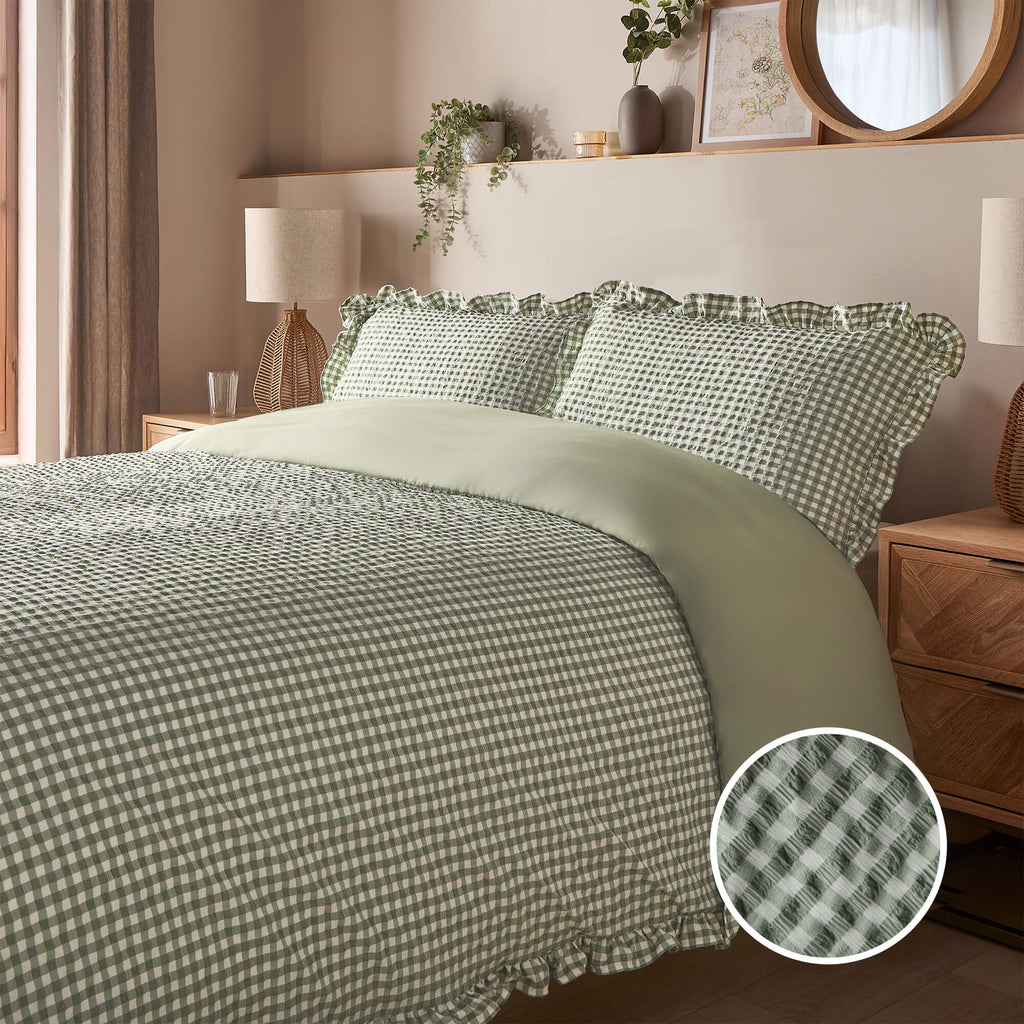 Silentnight Supersoft Sage Gingham Duvet Set