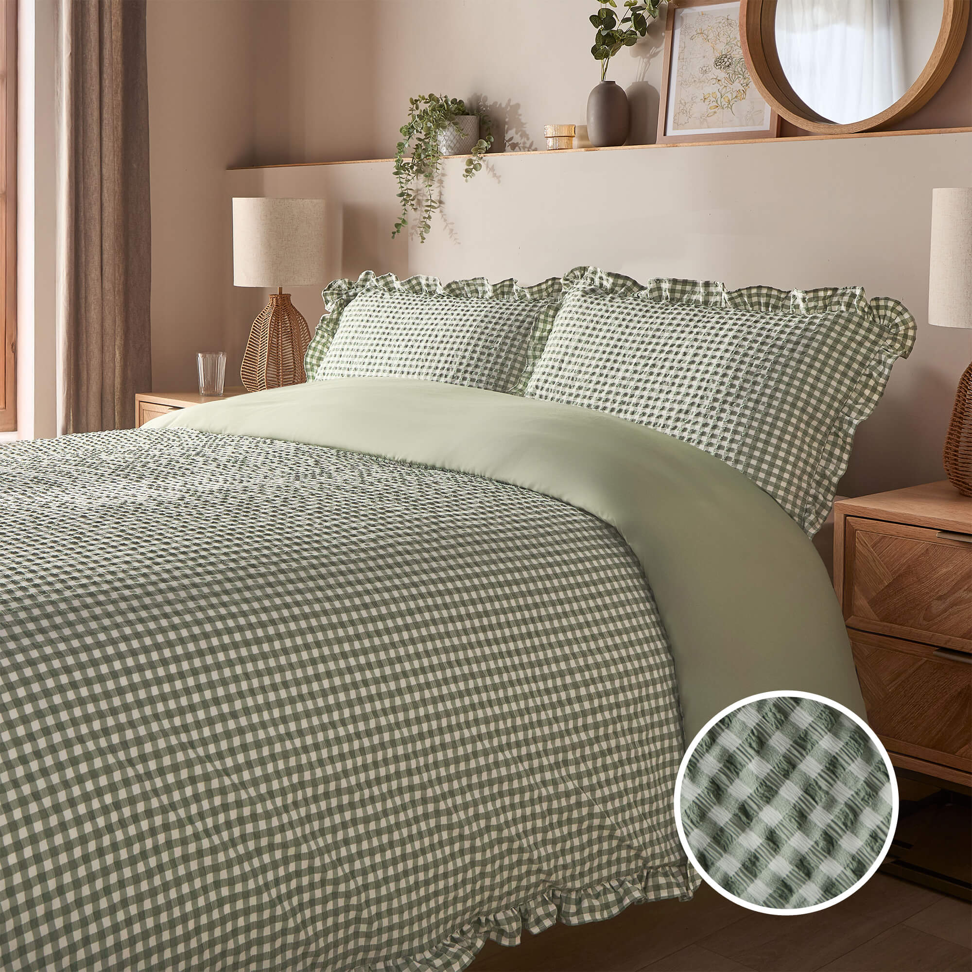 Silentnight Supersoft Sage Gingham Duvet Set