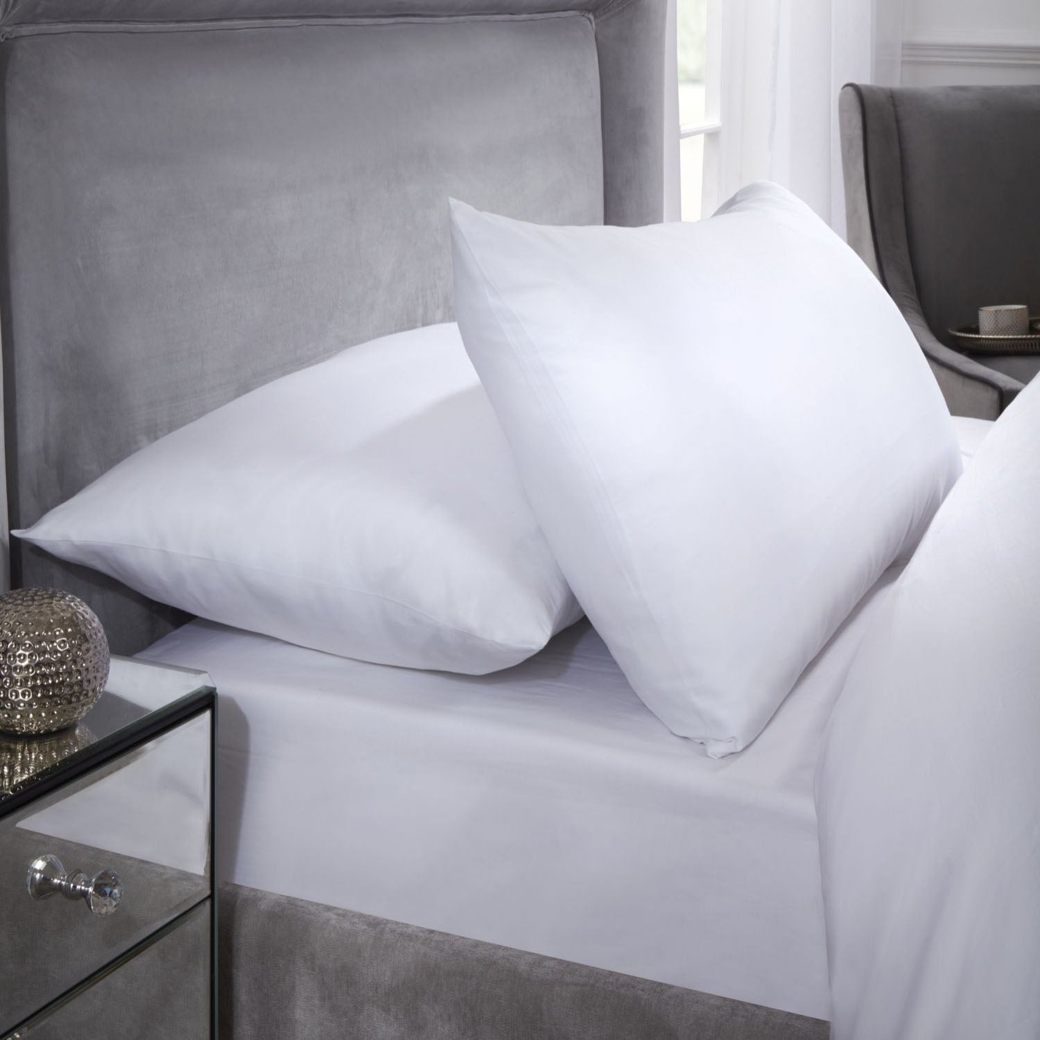 400 Thread Count White Cotton Pillowcases (Pair)