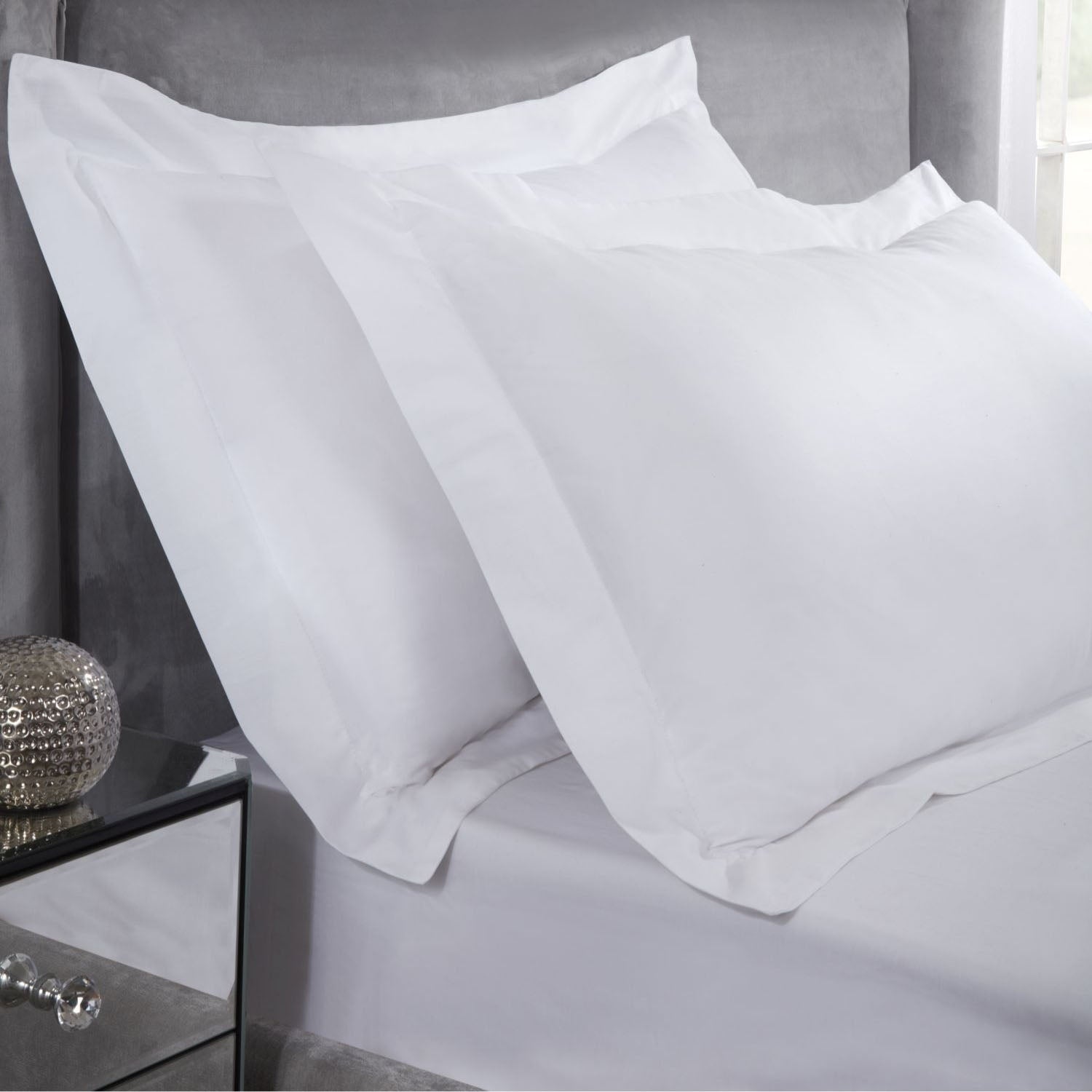 400 Thread Count White Cotton Oxford Pillowcases (Pair)
