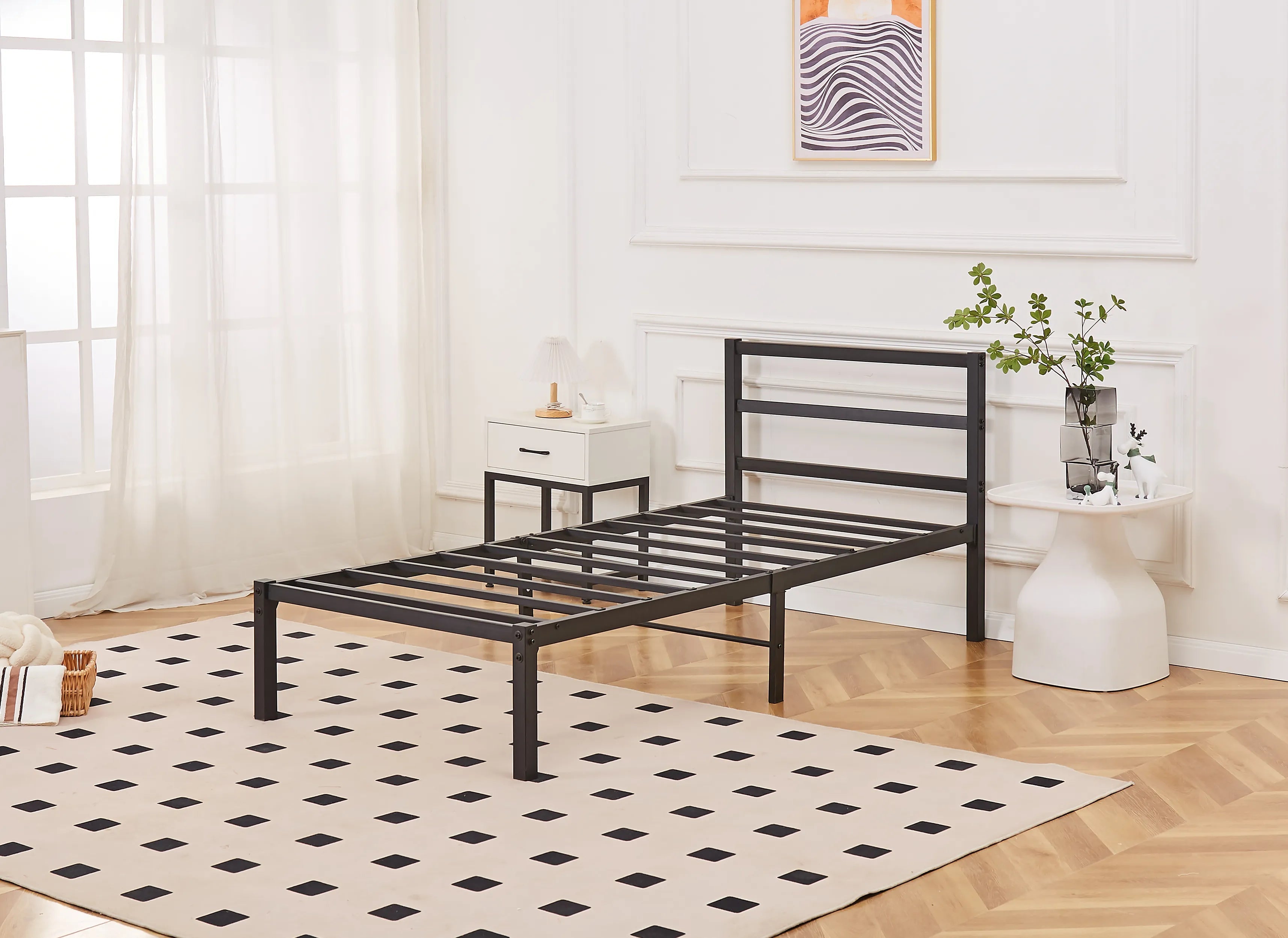 Taylor Minimalist Black Metal Bed Frame