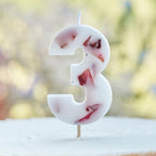 Pressed Petal Number 3 Birthday Cake Candle- 5 Inner Pack