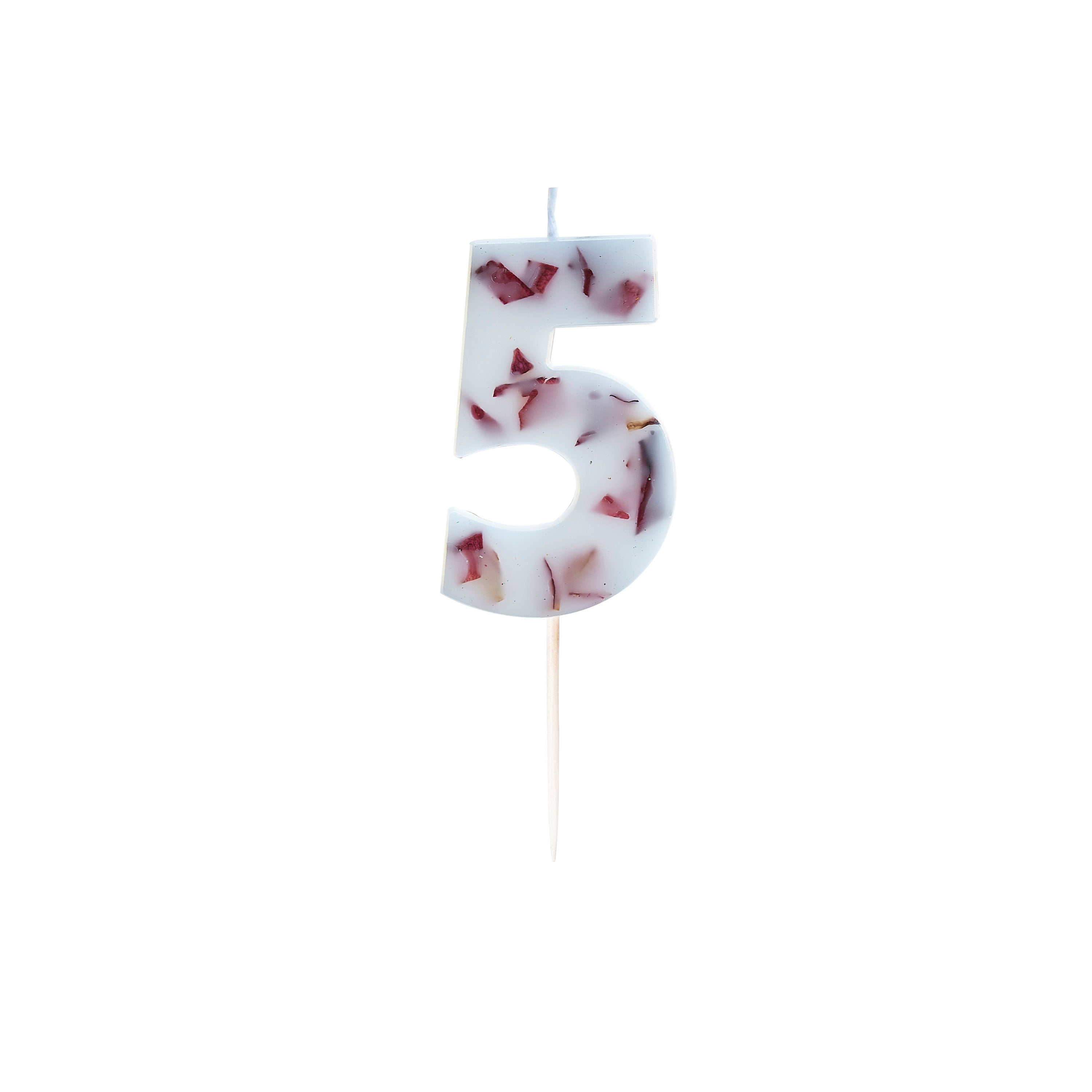 Pressed Petal Number 5 Birthday Cake Candle- 5 Inner Pack
