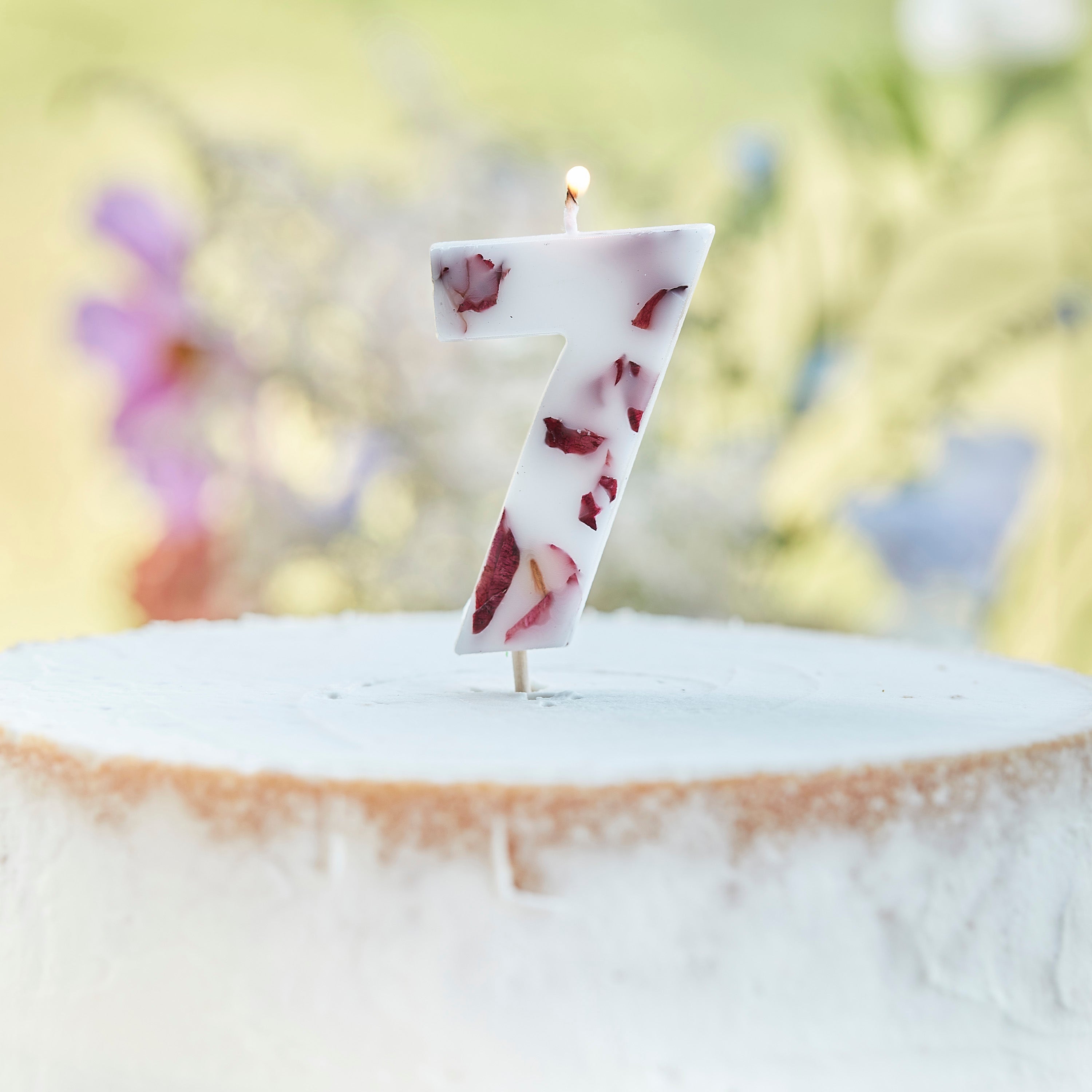 Pressed Petal Number 7 Birthday Cake Candle- 5 Inner Pack