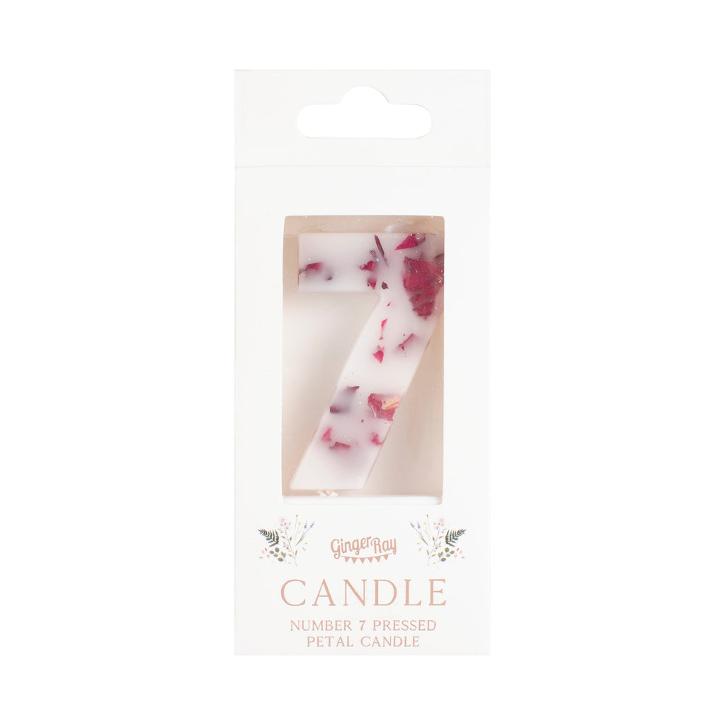 Pressed Petal Number 7 Birthday Cake Candle