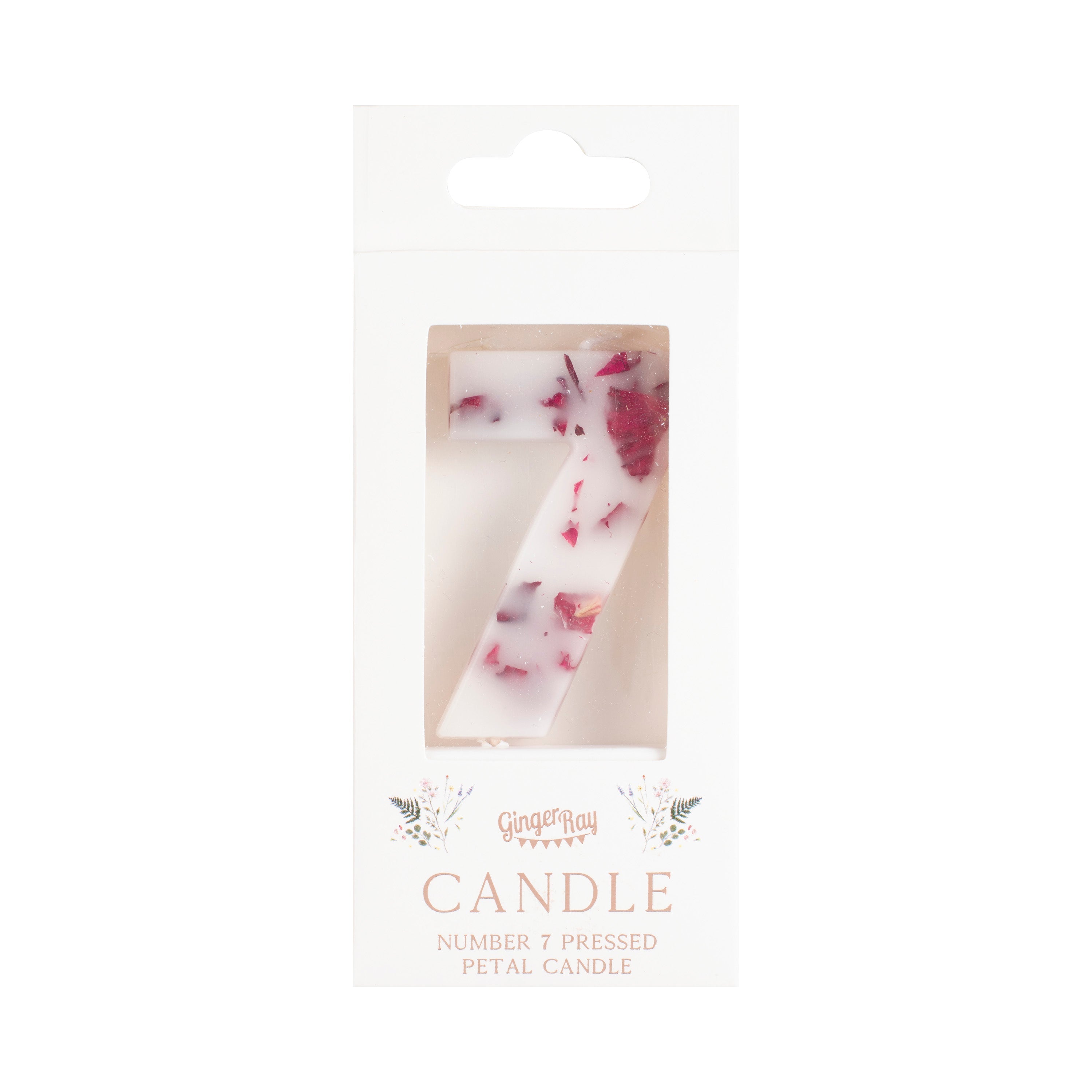 Pressed Petal Number 7 Birthday Cake Candle- 5 Inner Pack