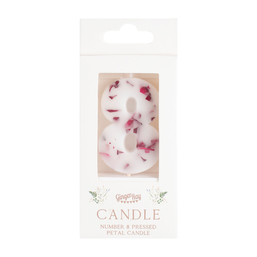 Pressed Petal Number 8 Birthday Cake Candle- 5 Inner Pack