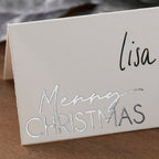 Silver Foil Merry Christmas Place Cards