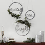 Silver Acrylic Merry and Bright Hanging Christmas Decorations- 5 Inner Pack